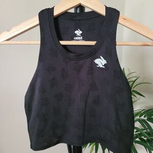 Women's RABBIT Running Crop Hop Support Tank Top Bra XS/S Black
